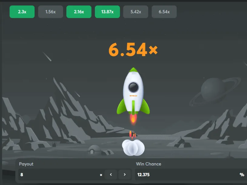 BC.GAME Limbo screen with rocket multiplier and payout controls